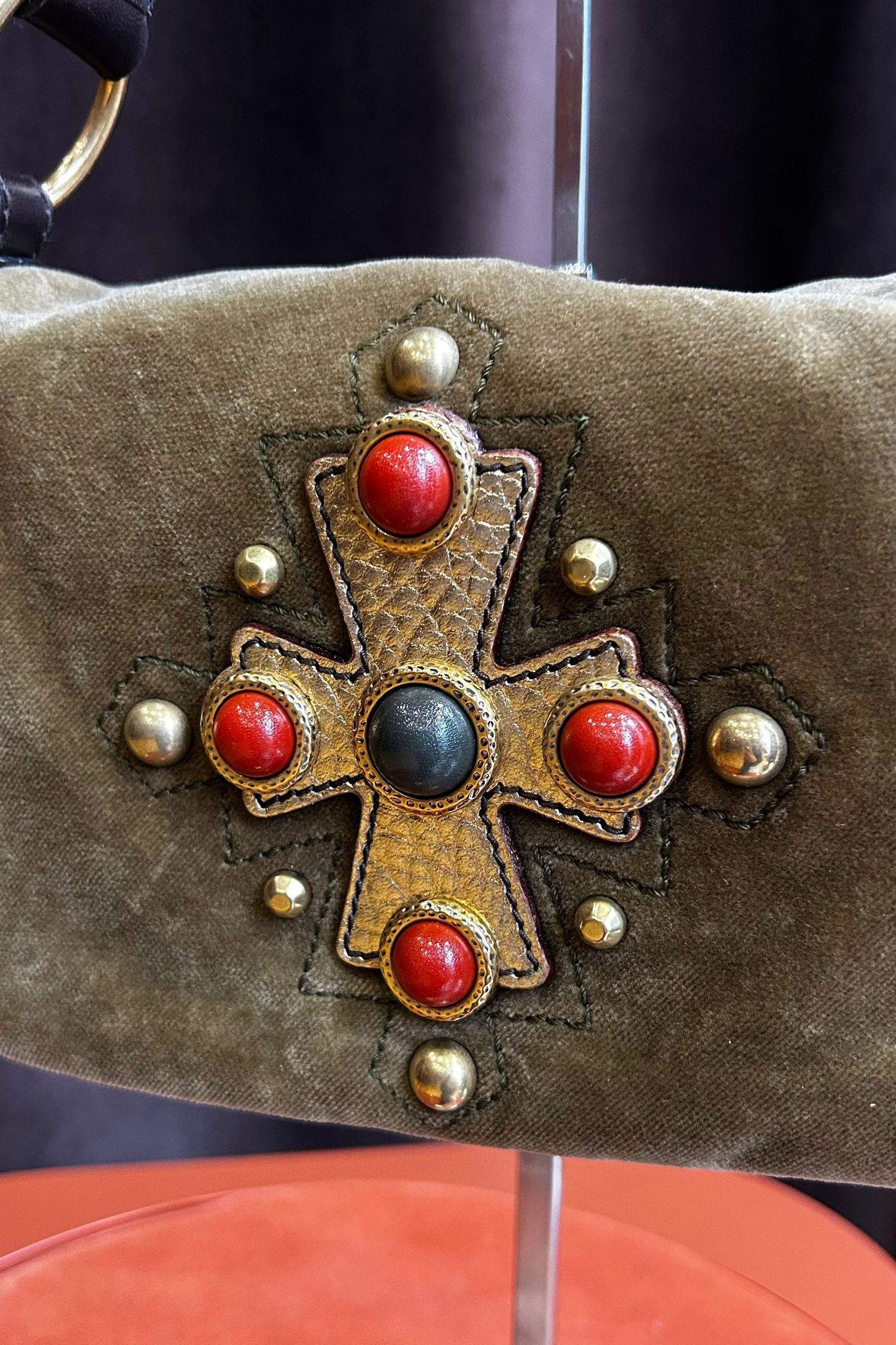 Yves Saint Laurent Velvet Khaki Bag