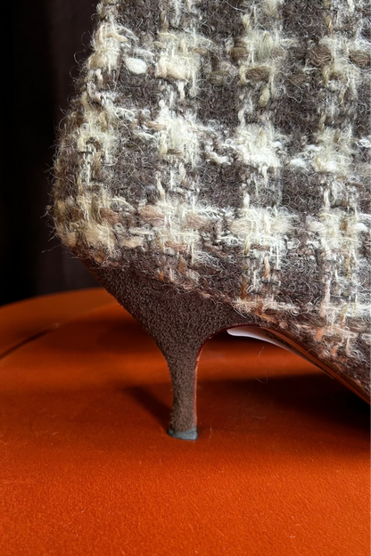 Vintage Jet Set Houndstooth Tweed Ankle Boots