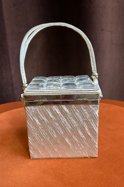 Vintage silver-tone minaudière 90's