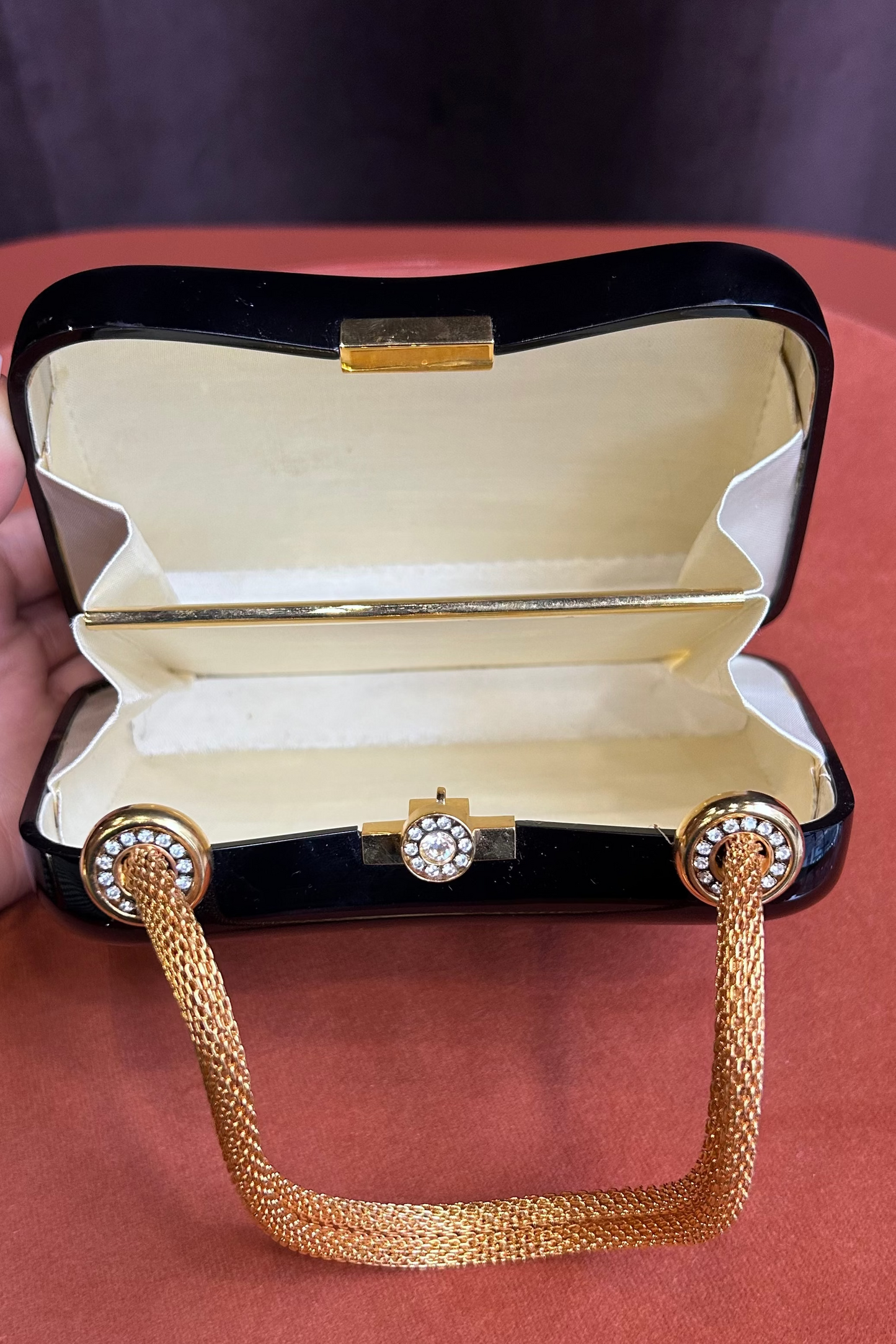 Vintage Black Bag with Gold Serpent Handle