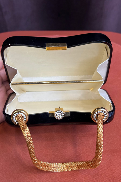 Vintage Black Bag with Gold Serpent Handle