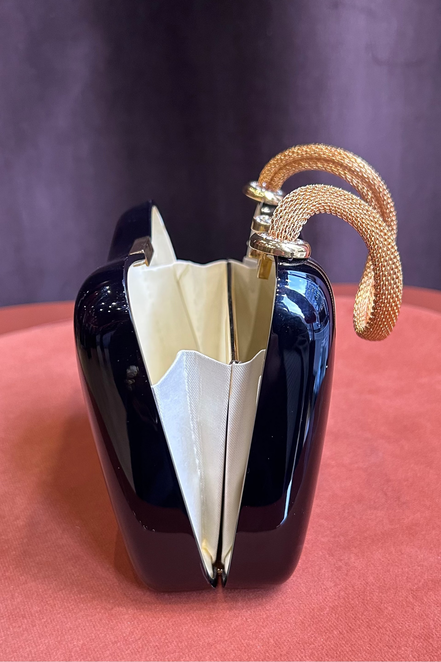 Vintage Black Bag with Gold Serpent Handle