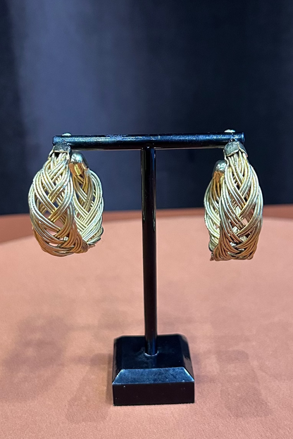 Vintage 90s Braided Gold Hoop Earrings