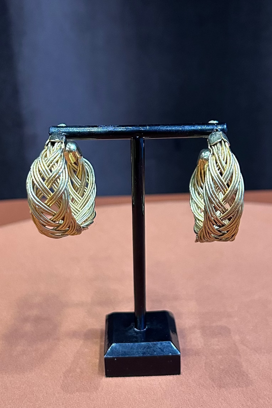 Vintage 90s Braided Gold Hoop Earrings