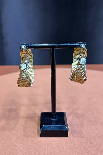 Vintage 90s Braided Gold Hoop Earrings