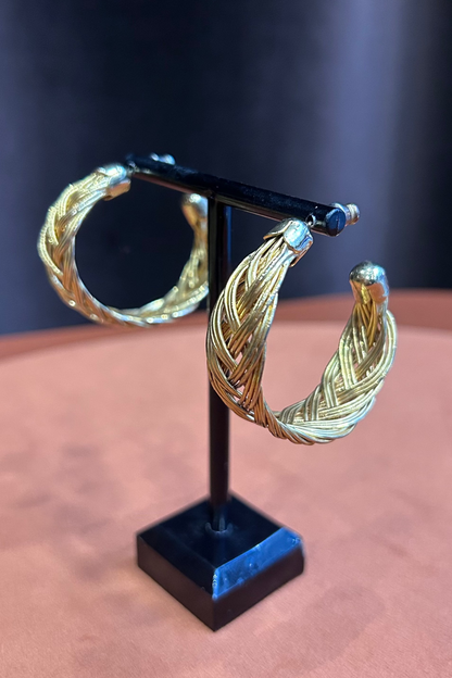 Vintage 90s Braided Gold Hoop Earrings