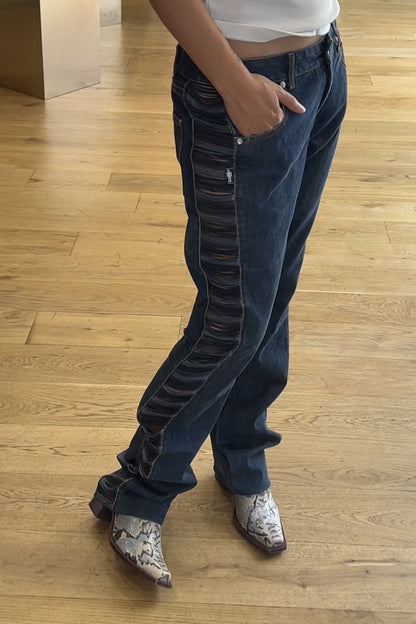 Vintage Jean Paul Gaultier 2000s jeans with Side Lace Detail