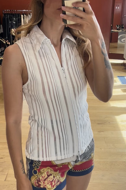 Vintage White Ribbed Tank Top