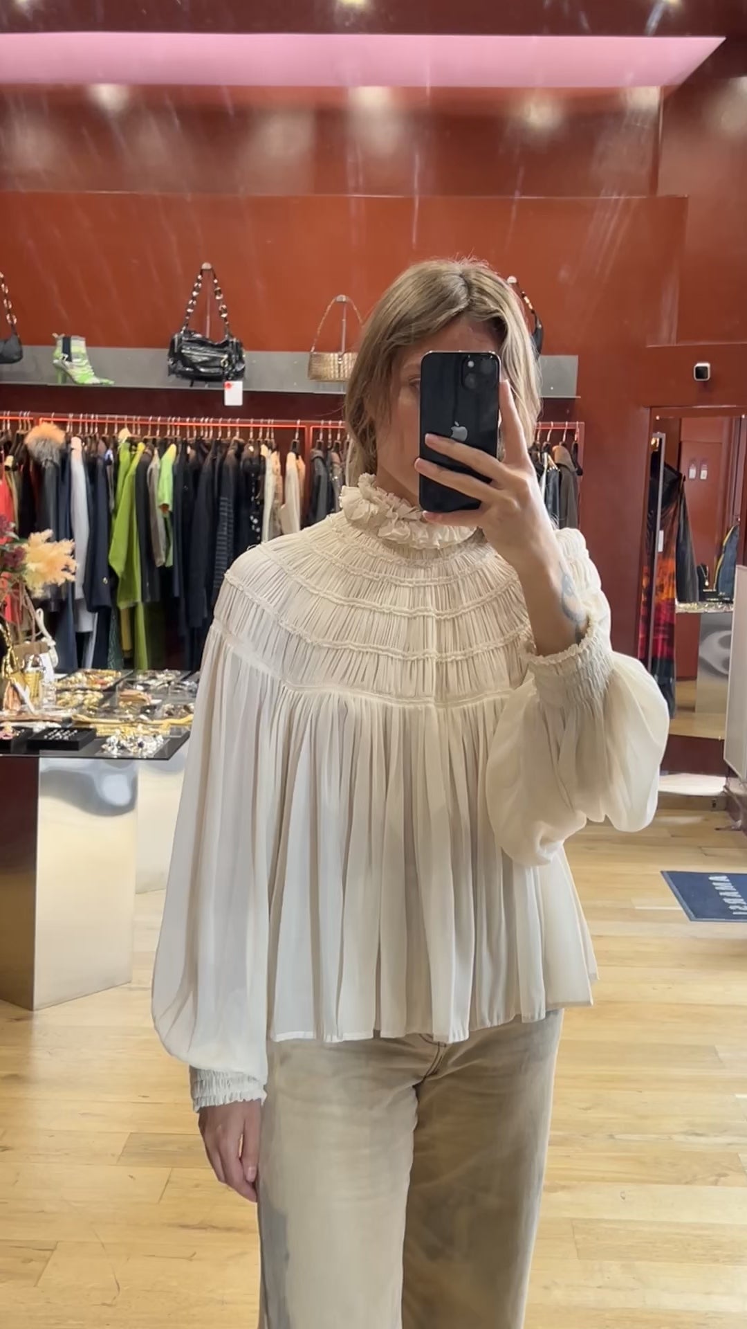 Vintage Chloé Off-White Pleated Blouse