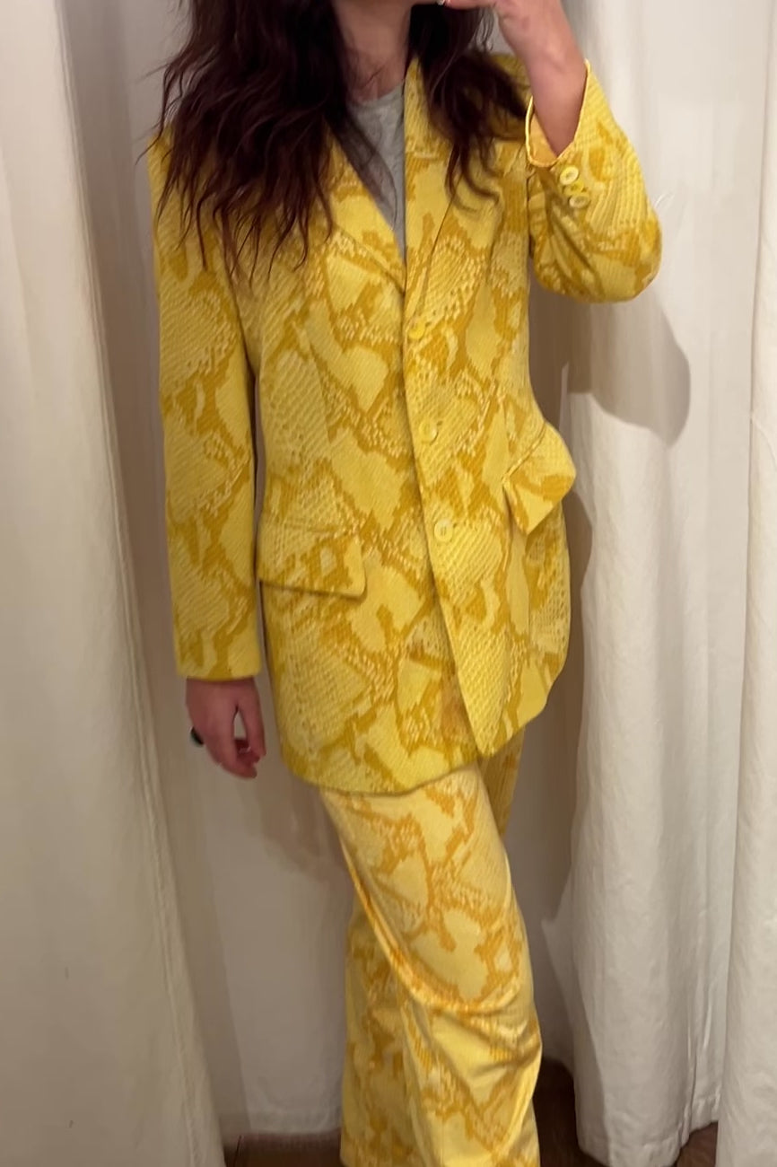 Vintage 1990s Laurel Yellow Snake Print Suit