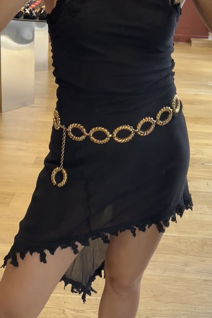 Vintage 1980s–90s Twisted Gold Chain Belt