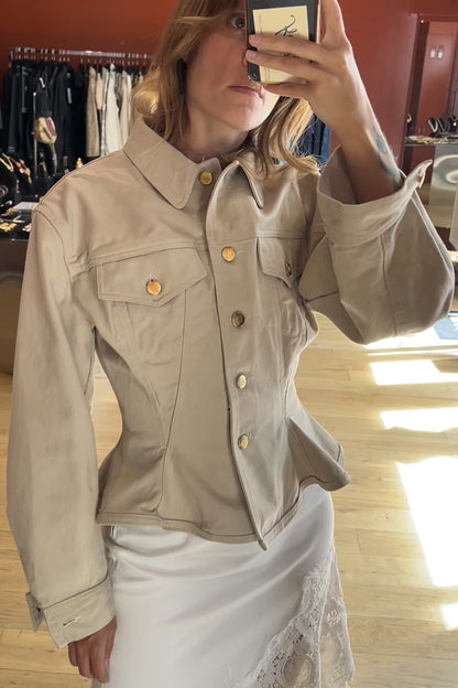 Vintage Jean Paul Gaultier Junior Beige Cotton Peplum Jacket