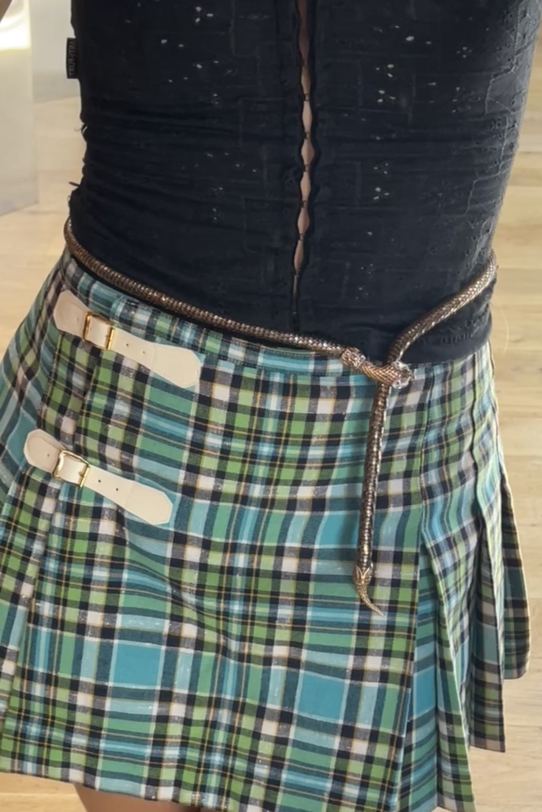 Vintage Snake Chain Belt – 1970s – Silver & Copper Tones