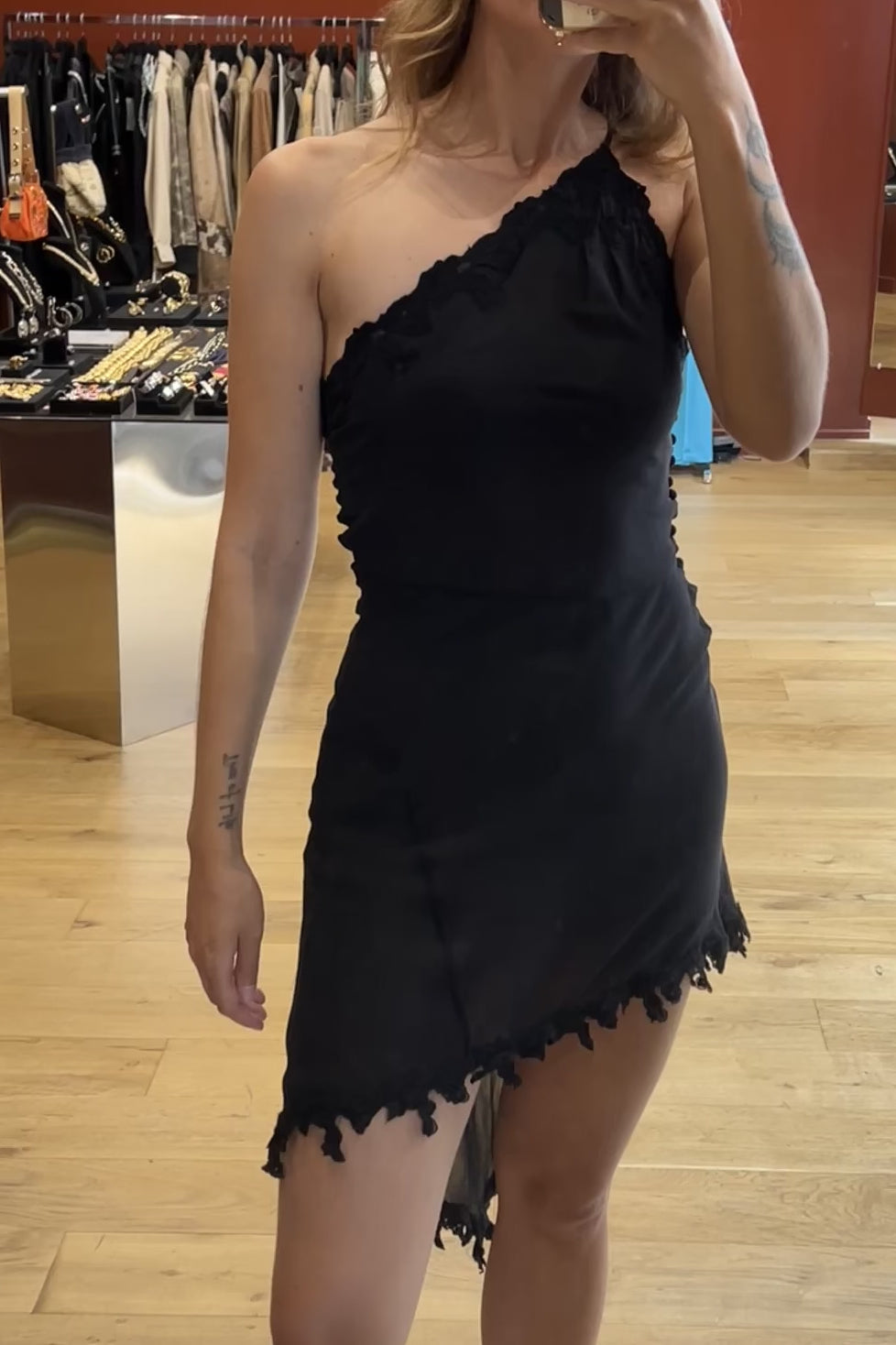 Vintage Lolita Lempicka Late 90s One-Shoulder Silk Dress