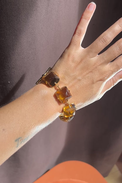 Vintage Monet Amber-Tone Bracelet