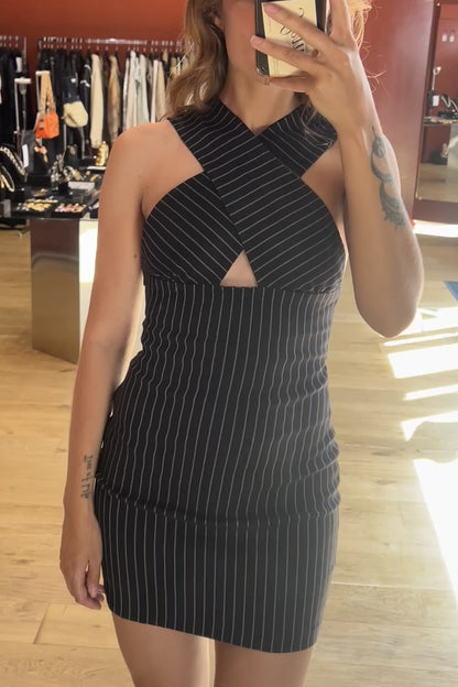 SAXO Striped Bodycon Mini Dress