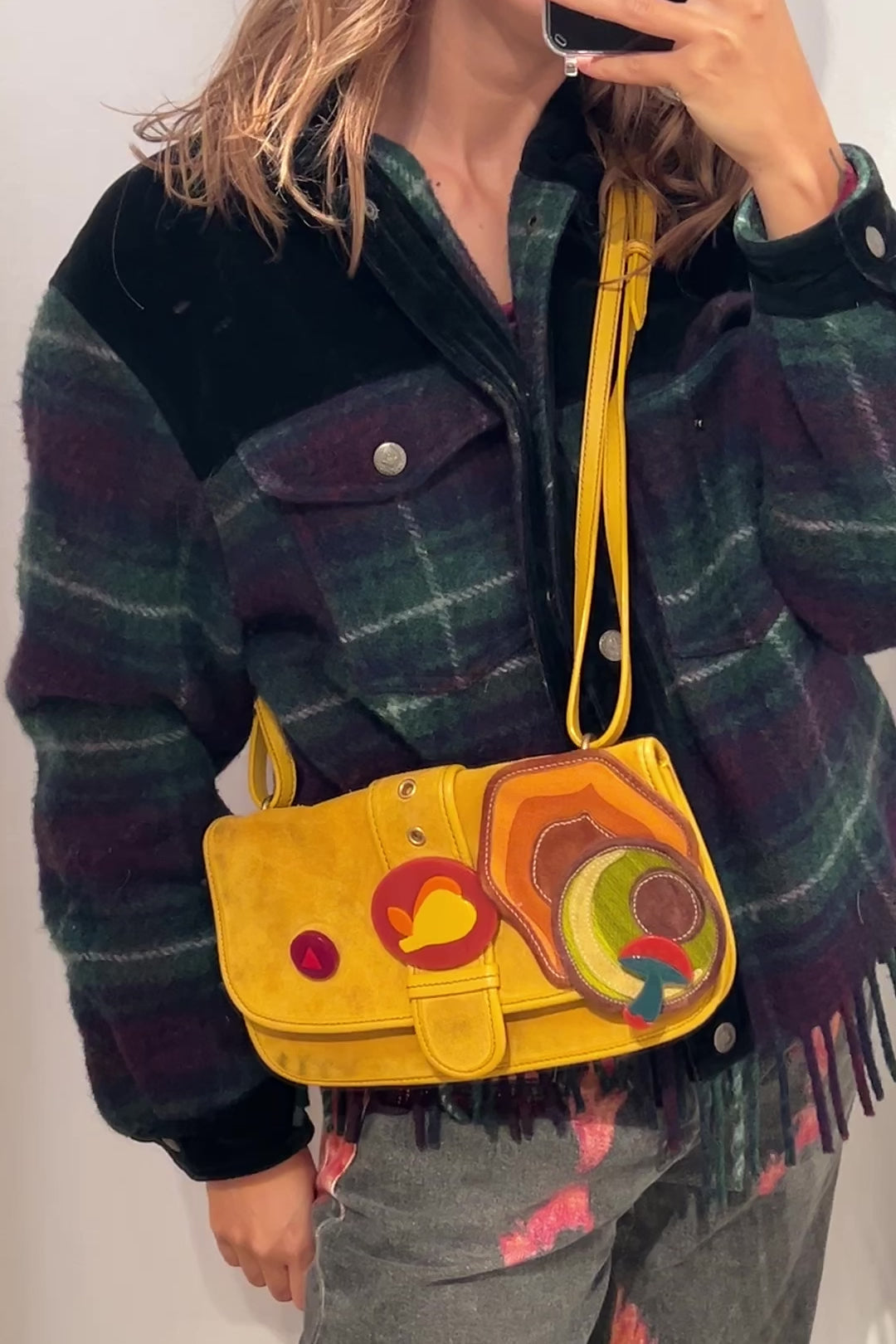 Vintage Miu Miu Mustard Yellow Suede Shoulder Bag – 2005 Runway Collection