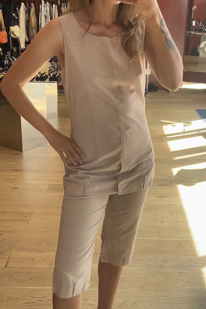 "Pourquoi Pas" Satin-Effect Co-ord Set – Tunic Top + Capri Pants