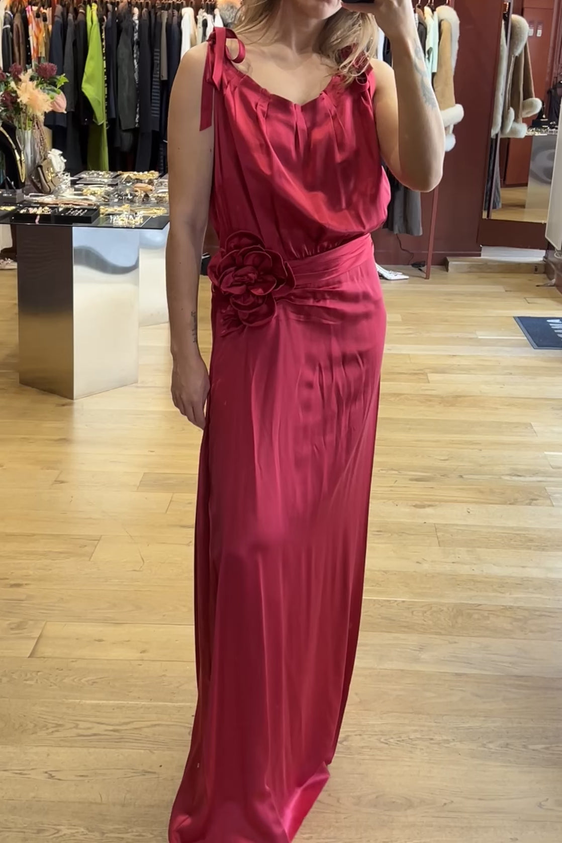 Vintage Moschino Red Silk Maxi Dress